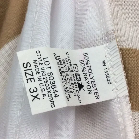 Drama Gold Layered Top Women's Size 3X Tan & White Stripe Waterfall Lightweight - Picture 6 of 8